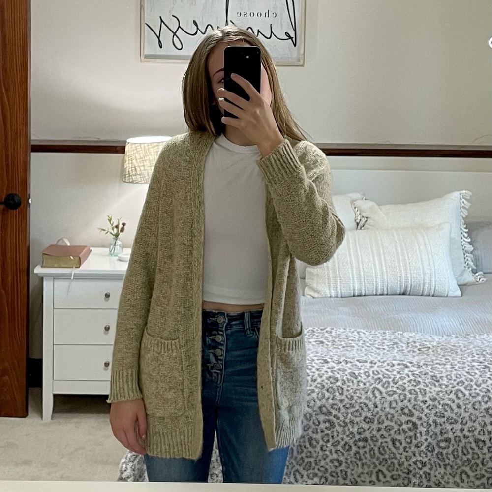 copper key tan cardigan